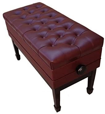 E-105 Artist Adjustable Duet Bench in Mahogany Leather w/Storage