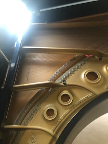 Steinway & Sons Model L Grand Piano - Top Soundboard View