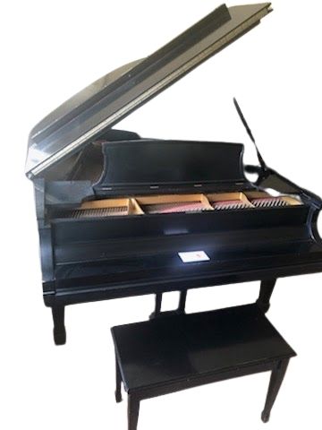 Steinway & Sons Model L Grand Piano - Full Lid Prop / Fallboard Closed View